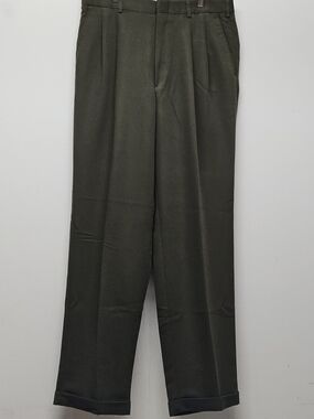 Yves Saint Laurent YSL Olive Green Dress Pants Trouser Classic High Waist 34x34